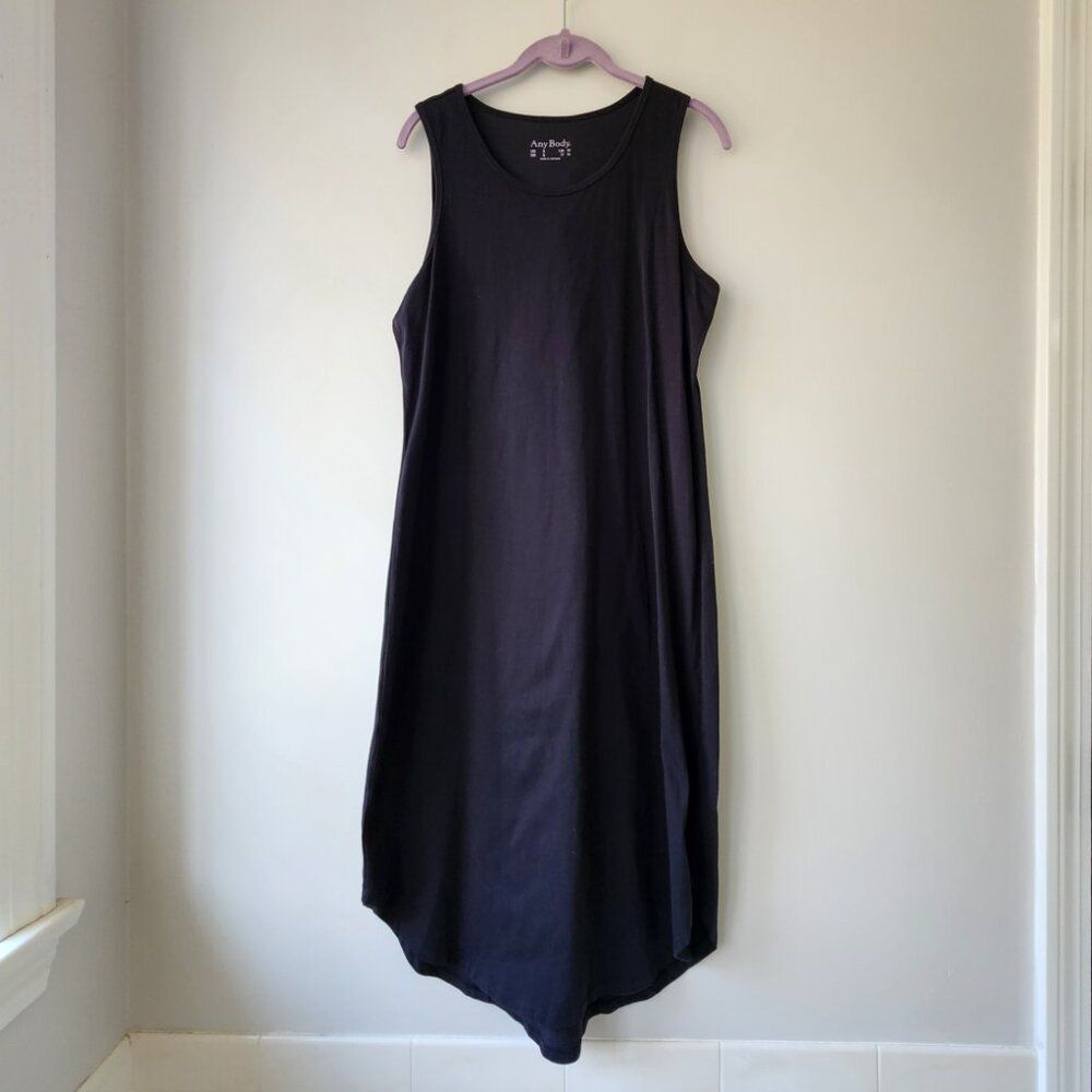 AnyBody Organic Cotton Sleeveless Maxi Dress | Black Women's Size Small EUC